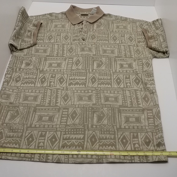 Bugle Boy Co. men's vintage short sleeve polo shirt large browns geometric print - Picture 7 of 12
